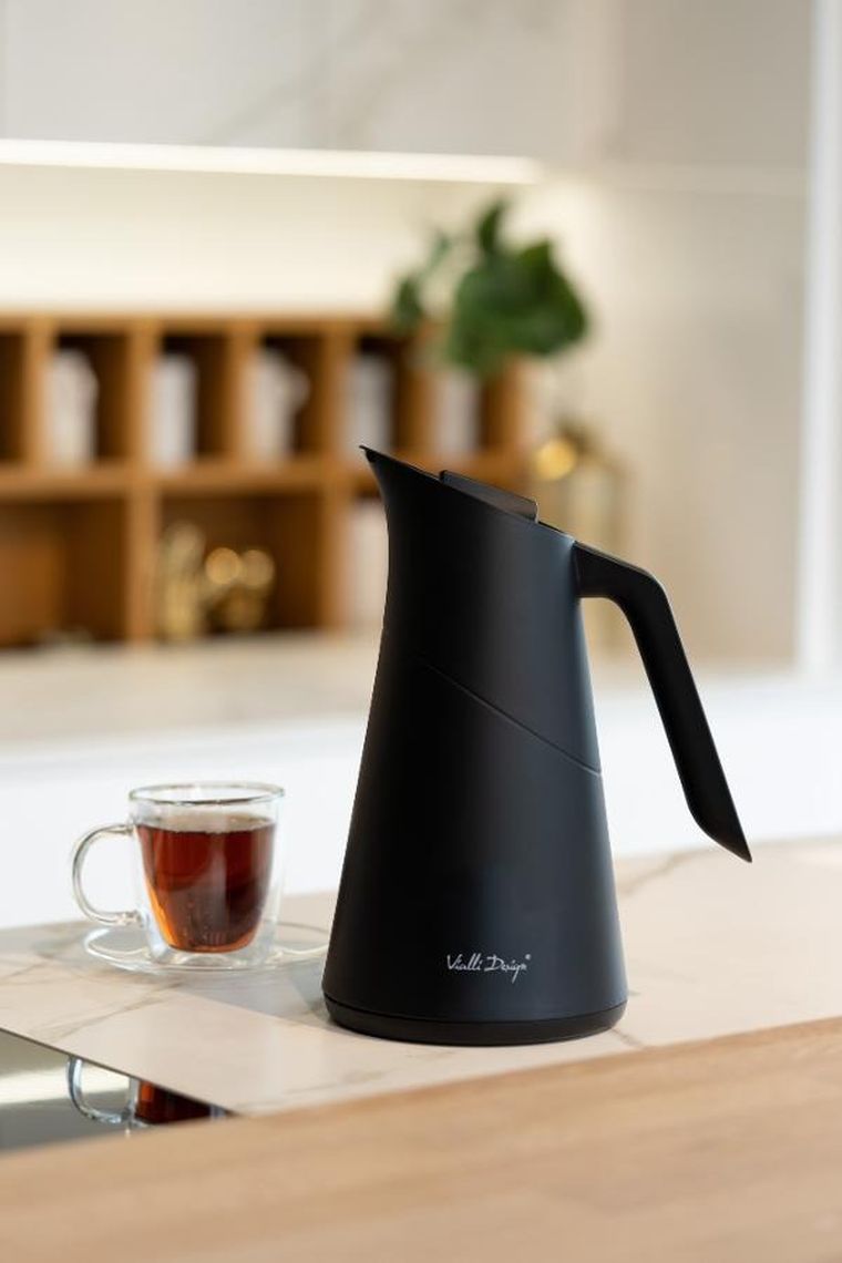 Vialli Design, termos z wkładem szklanym Soho, 1l, czarny