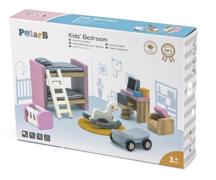 Viga, PolarB, zestaw mebelków do domku dla lalek, pokój malucha