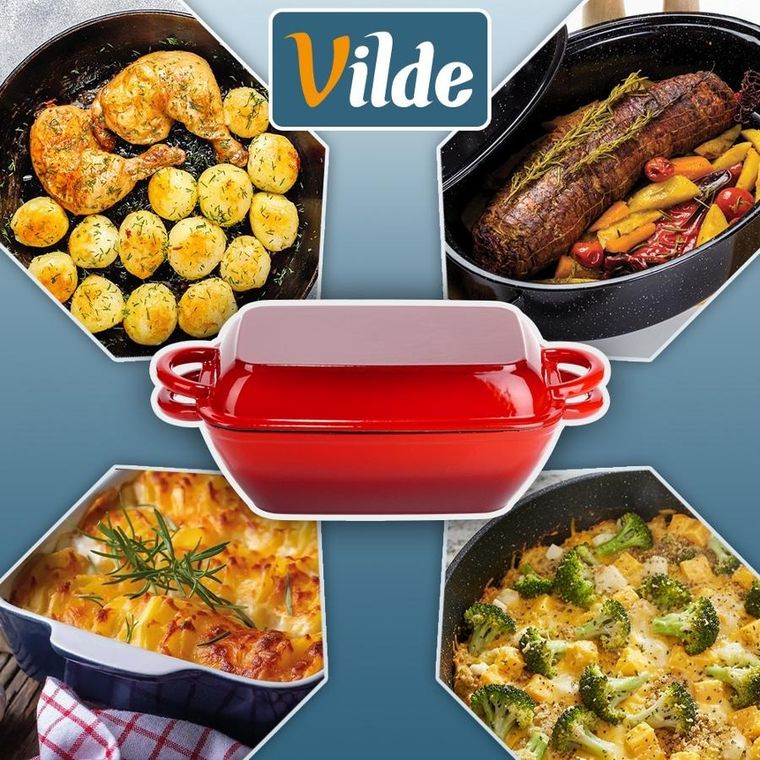 Vilde, Cast Enamel, brytfanna żeliwna emaliowana z pokrywką 2w1, 3,5l