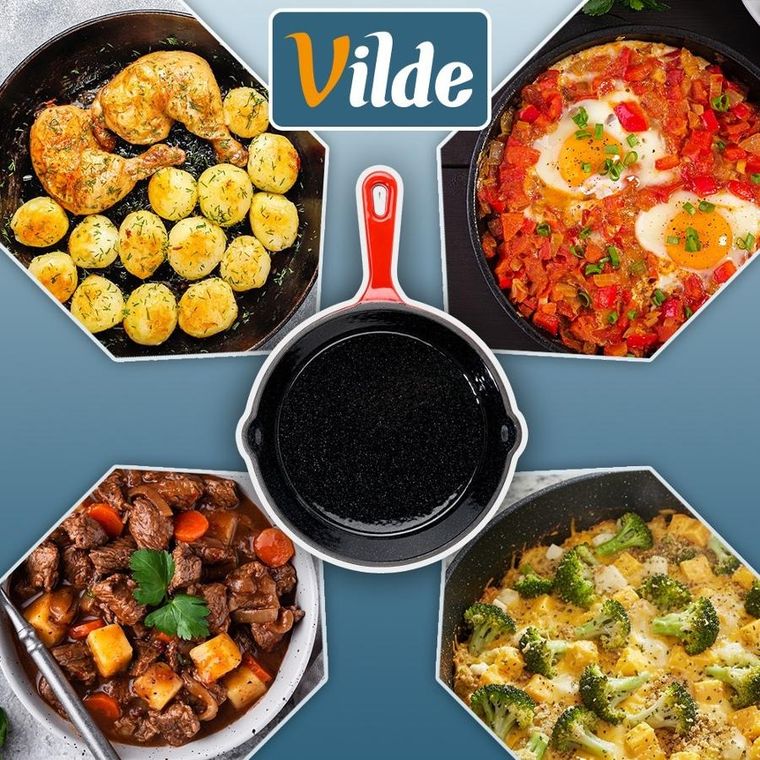 Vilde, Cast Enamel, patelnia żeliwna emaliowana z silikonową nakładką, 20 cm