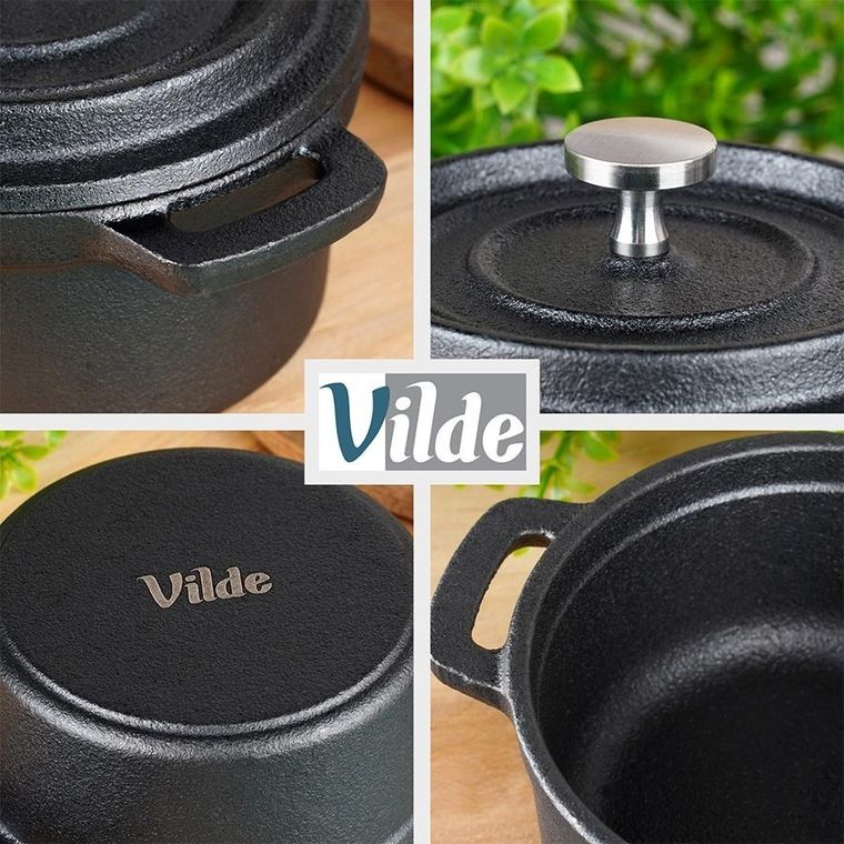 Vilde, Cast Line, garnek do serwowania z pokrywką żeliwny, 10 cm, 250 ml