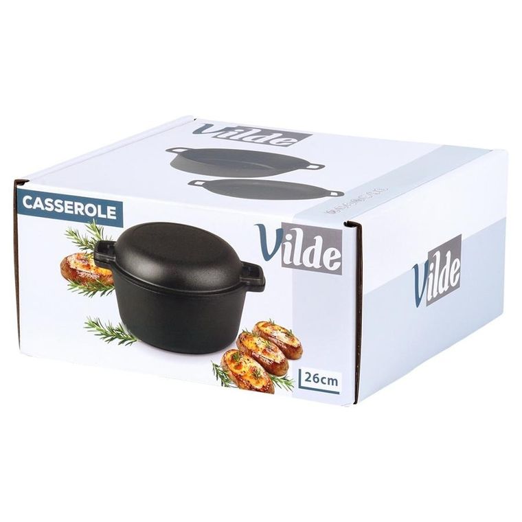 Vilde, Cast Line, garnek z pokrywką, żeliwny, 2w1, 4,5l, 1,6 l