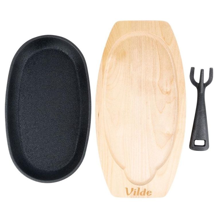 Vilde, Cast Line, patelnia do serwowania żeliwna z deską, 24-14 cm