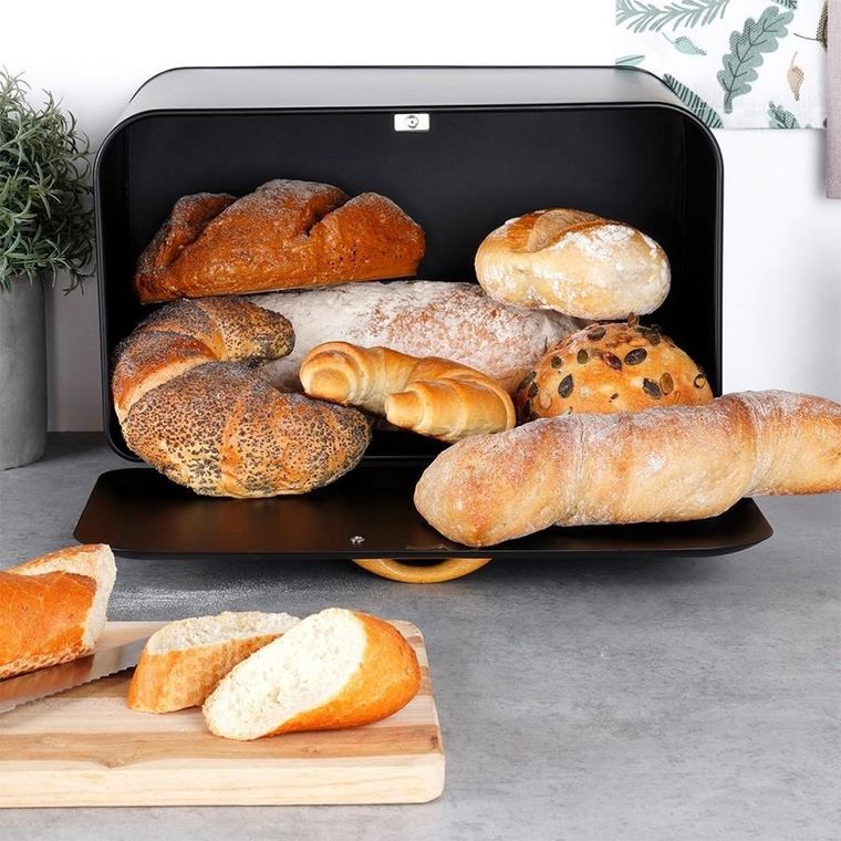 Vilde, chlebak metalowy, czarny, 35,5-21-23,5 cm