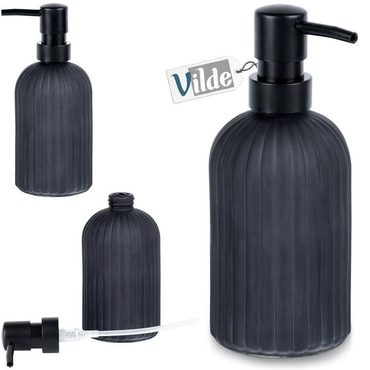 Vilde, dozownik do mydła szklany, czarny, 400 ml