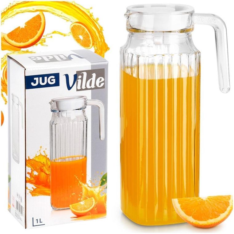 Vilde, dzbanek szklany z pokrywką wąski do lodówki, 1 l