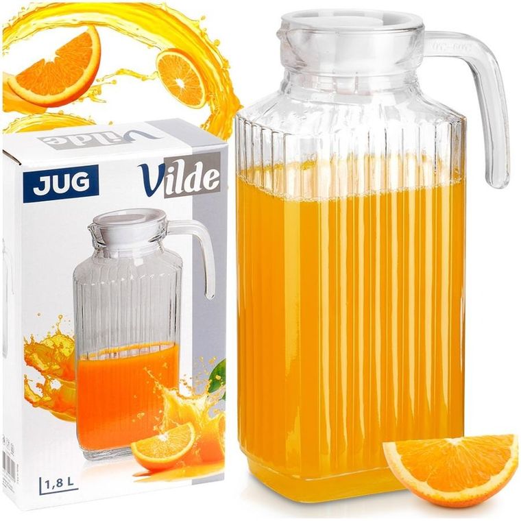 Vilde, dzbanek szklany z pokrywką wąski do lodówki, 1,8 l