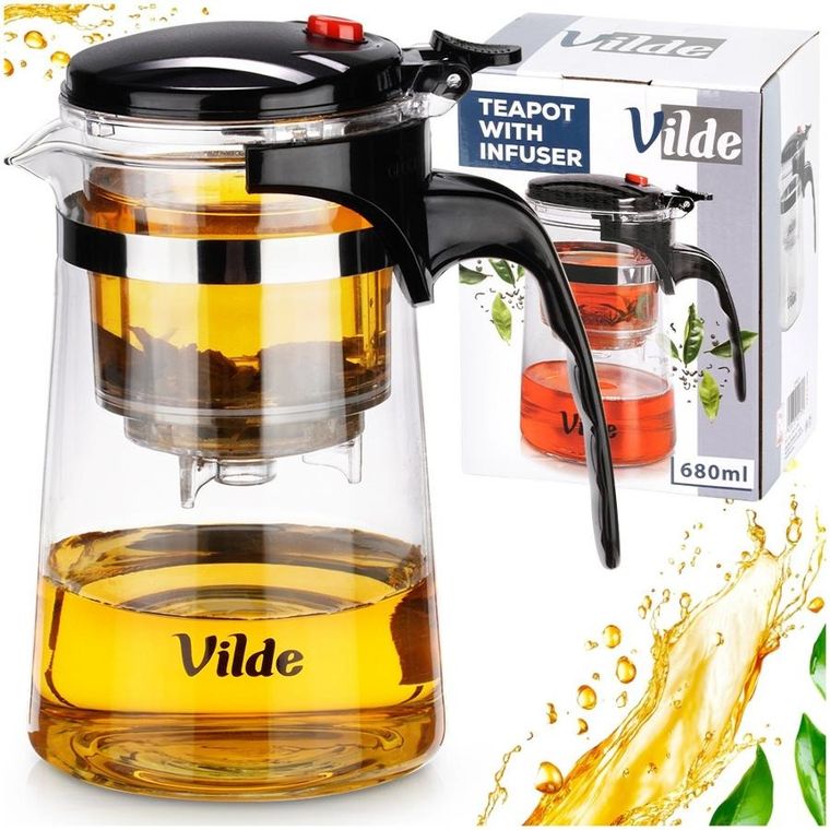 Vilde, dzbanek z zaparzaczem spustowym do herbaty, szklany, 680 ml