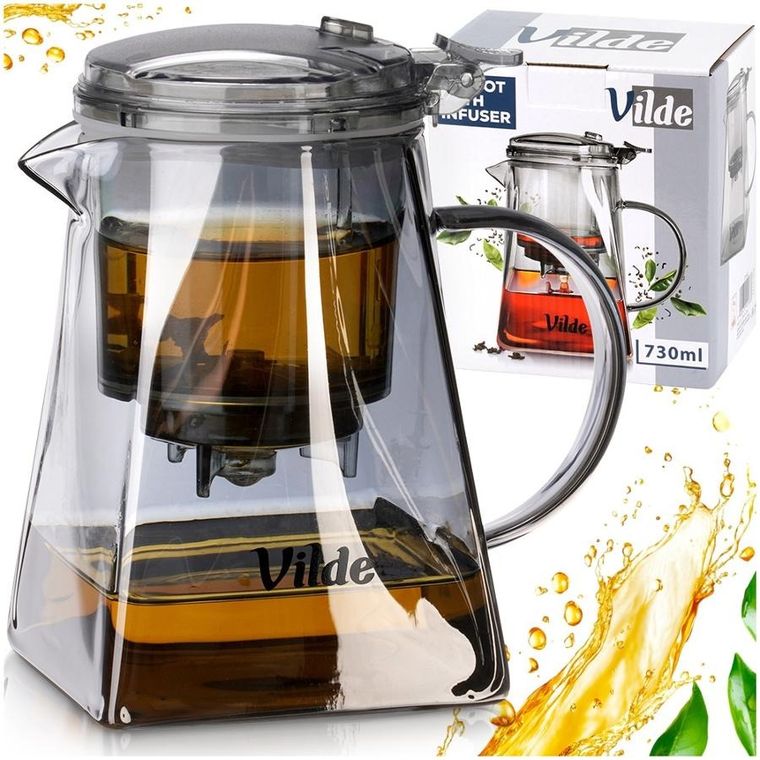 Vilde, dzbanek z zaparzaczem spustowym do herbaty, szklany, 730 ml