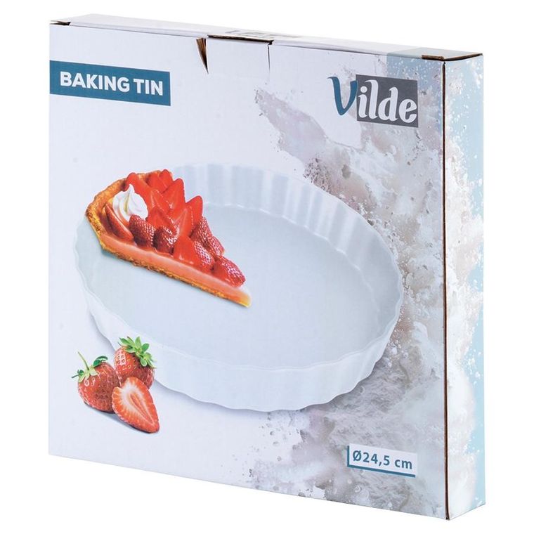 Vilde, forma do tarty ceramiczna, biała, 24,5 cm