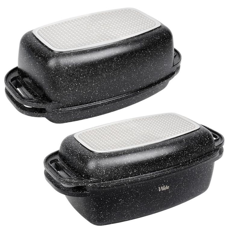 Vilde, Granitica, brytfanna granitowa z pokrywką 2w1, 5,5+2,5l, 40-22,5-16 cm