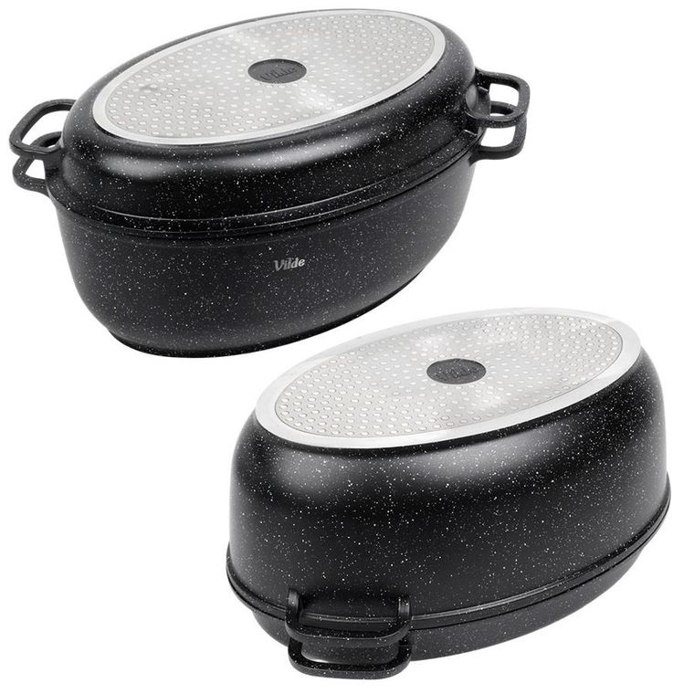 Vilde, Granitica, brytfanna granitowa z pokrywką 3w1, 8+3,2l, 39-26,5-18 cm