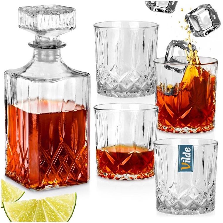 Vilde, karafka i szklanki do whisky szklane, 900 ml + 4-300 ml, 5 elementów