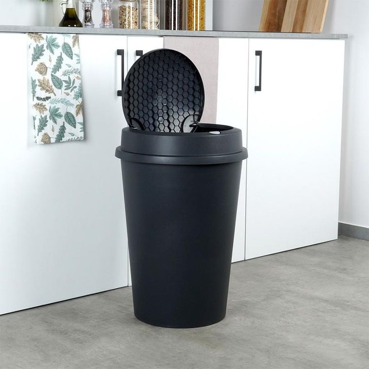 Vilde, kosz na śmieci plastikowy, czarny, 47 l