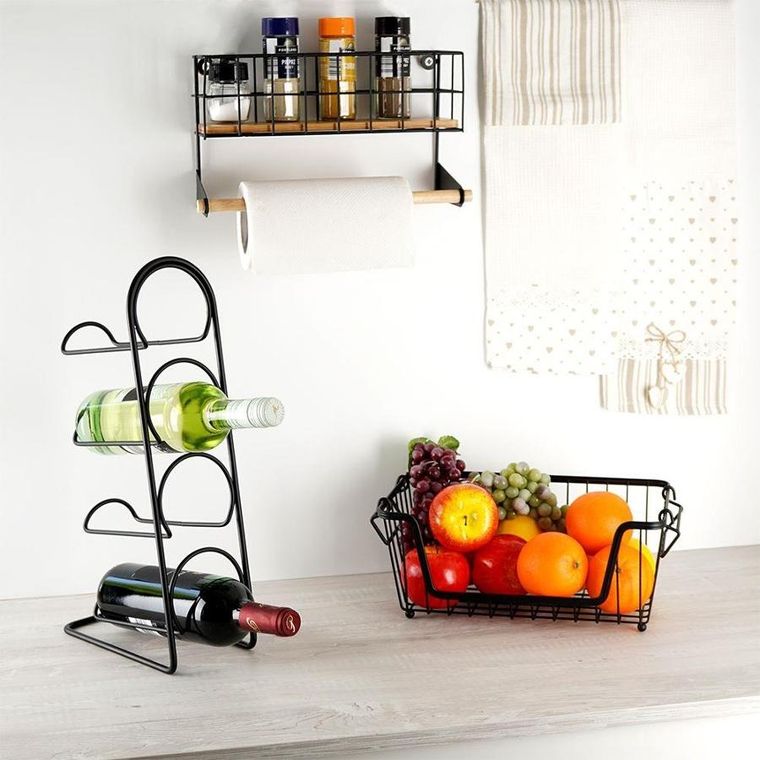 Vilde, koszyk na owoce i warzywa, metalowy, czarny loft, 32-20-13.5 cm