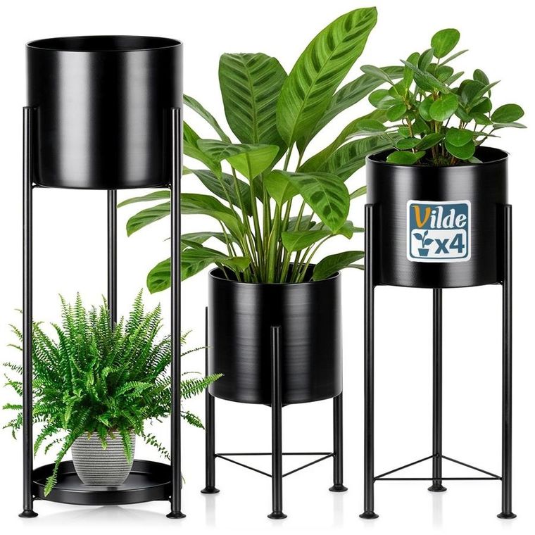 Vilde, kwietnik metalowy, czarny, 3 szt.