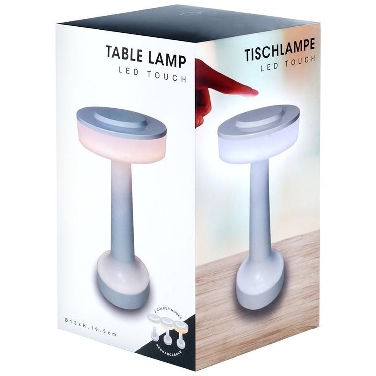 Vilde, lampka stołowa LED bezprzewodowa, biała, 3 tryby świecenia, 21 cm