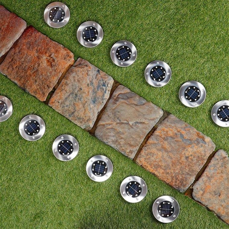 Vilde, lampki ogrodowe solarne LED, stalowe, wbijane, 11,5 cm, 12 szt.