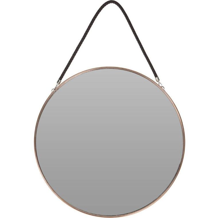 Vilde, lustro ścienne okrągłe, do zawieszenia, miedziane, metalowa rama, 38 cm