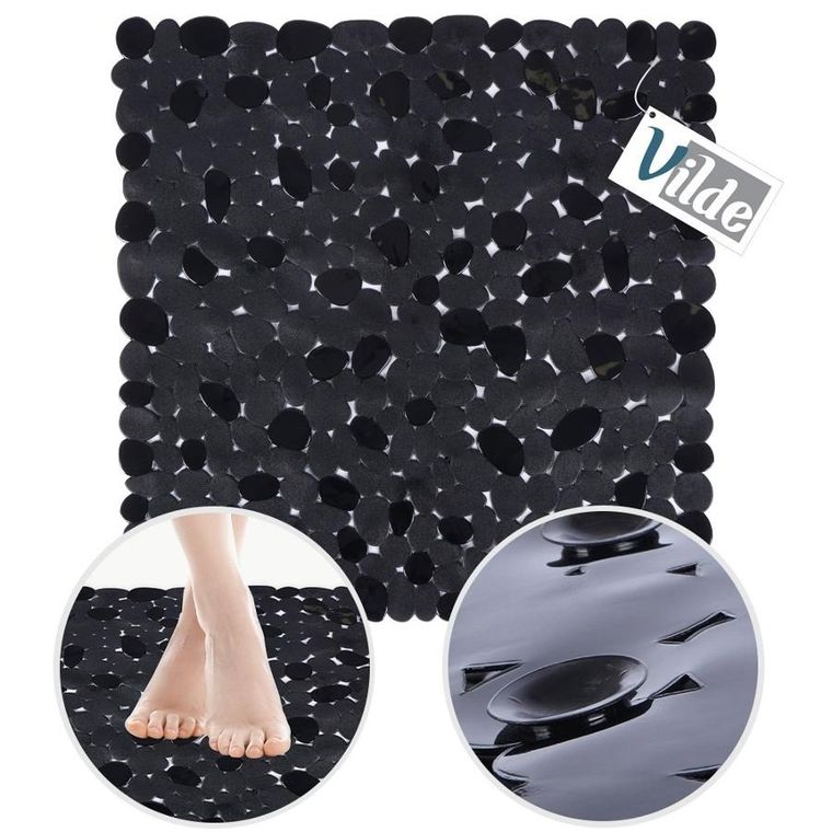 Vilde, mata antypoślizgowa pod prysznic, czarna, 51-51 cm