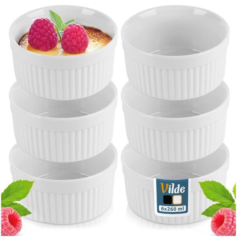 Vilde, miseczki do zapiekania ceramiczne, białe, 260 ml, 6 szt.