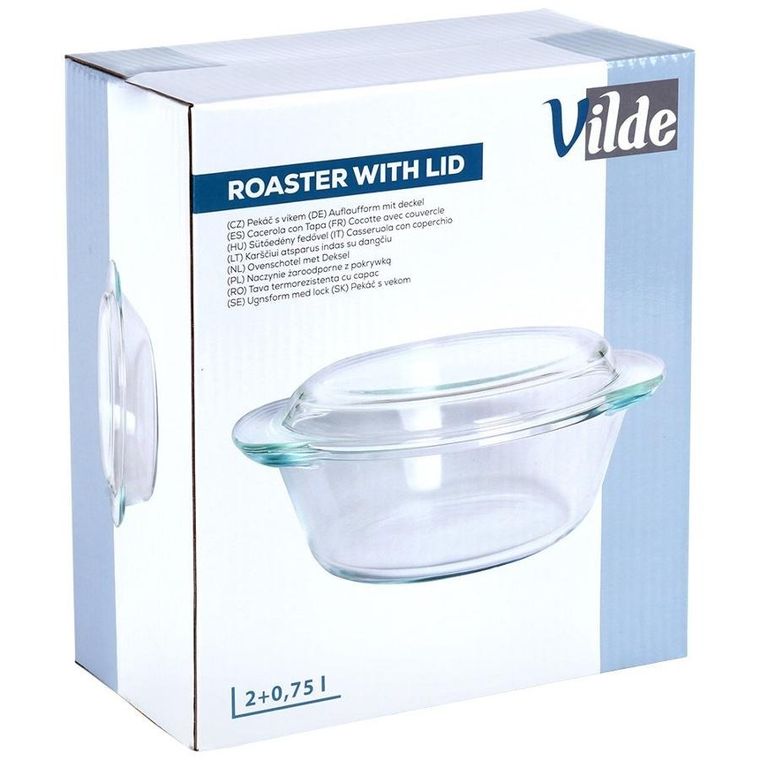 Vilde, naczynie żaroodporne z pokrywką, szklane, 2 l+750 ml