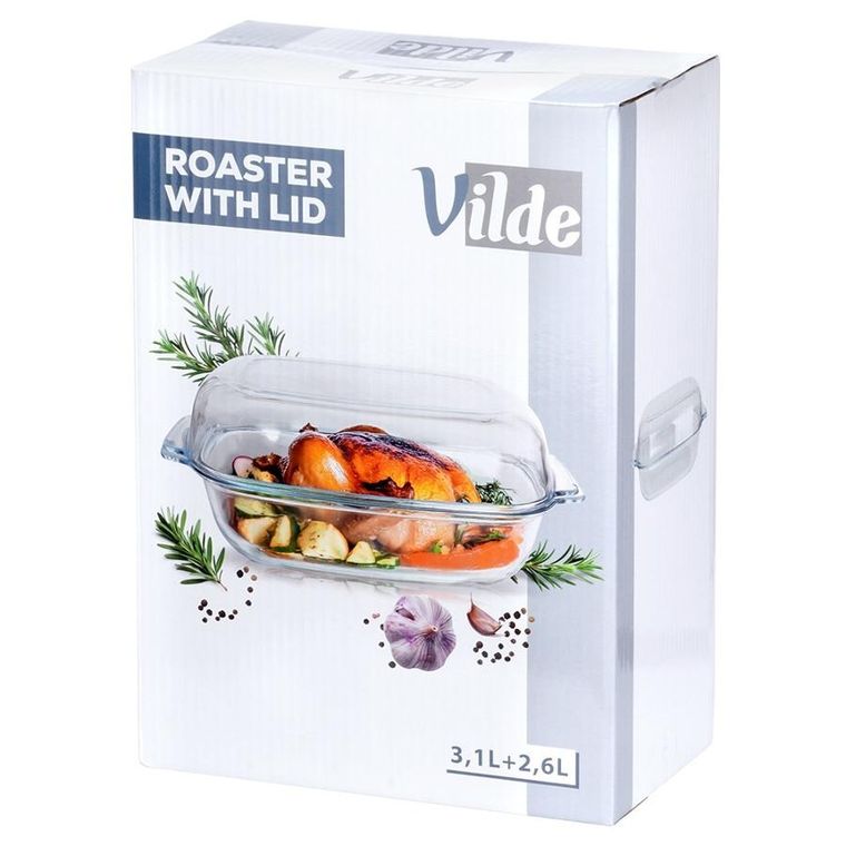 Vilde, naczynie żaroodporne z pokrywką, szklane, 3,1+2,6 l