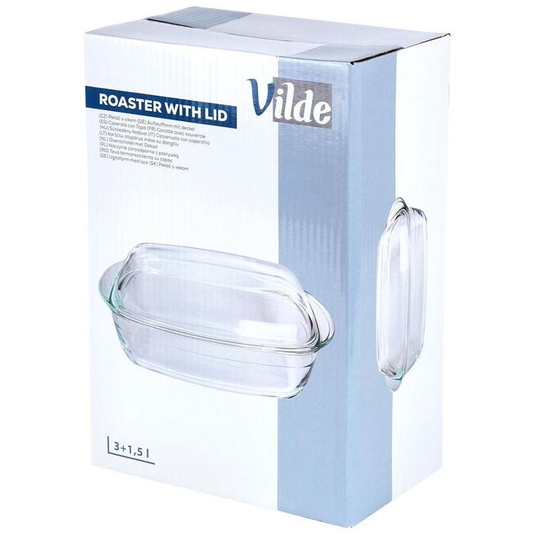 Vilde, naczynie żaroodporne z pokrywką, szklane, 3+1.5 l
