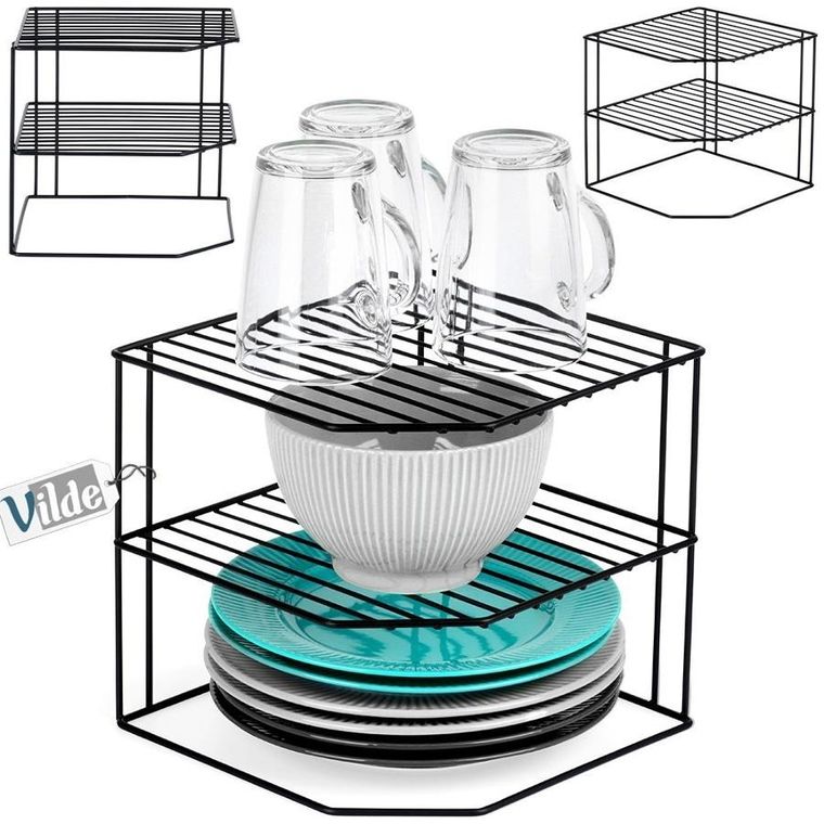 Vilde, narożna półka kuchenna, metalowa czarna