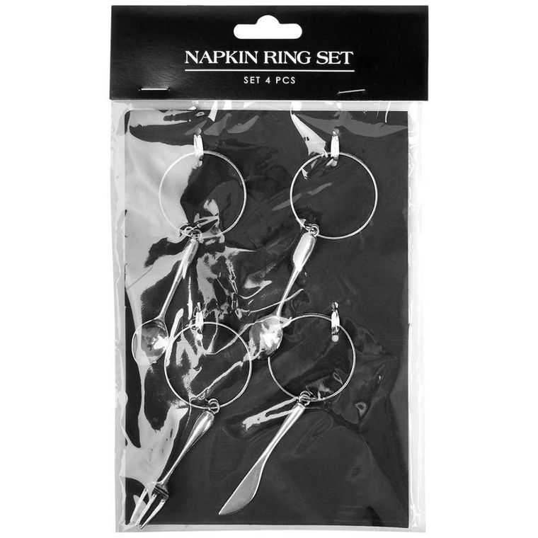 Vilde, obrączki na serwetki metalowe srebrne sztućce, 4 szt.