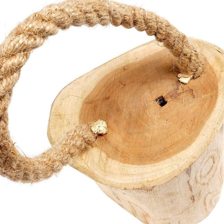 Vilde, odbojnik ogranicznik do drzwi drewniany z liną, 15 cm