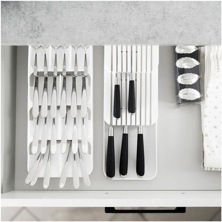 Vilde, organizer do szuflady na noże kuchenne, biały, 39-14.5-7.5 cm