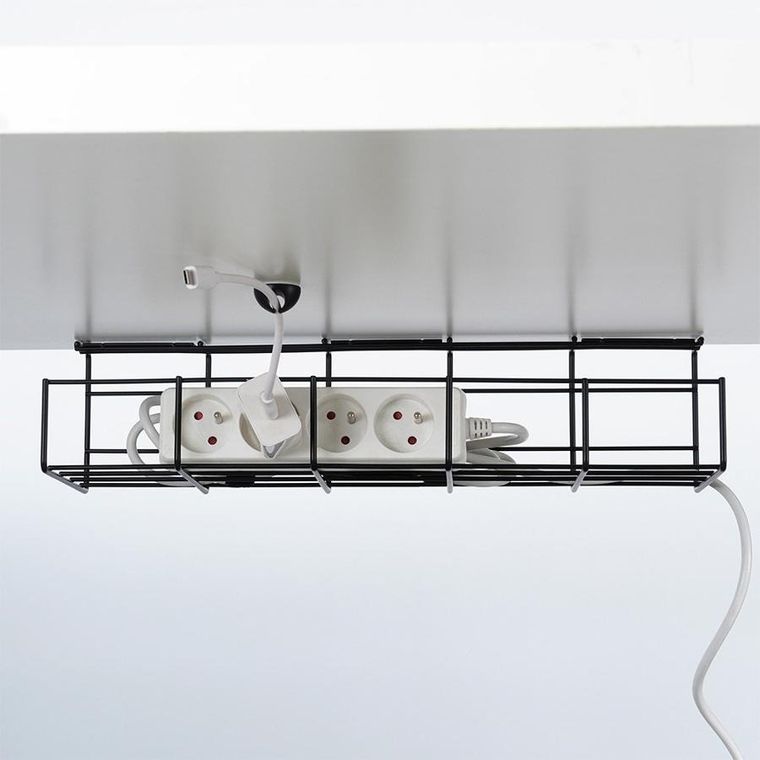 Vilde, organizer na kable pod blat biurka, metalowy czarny