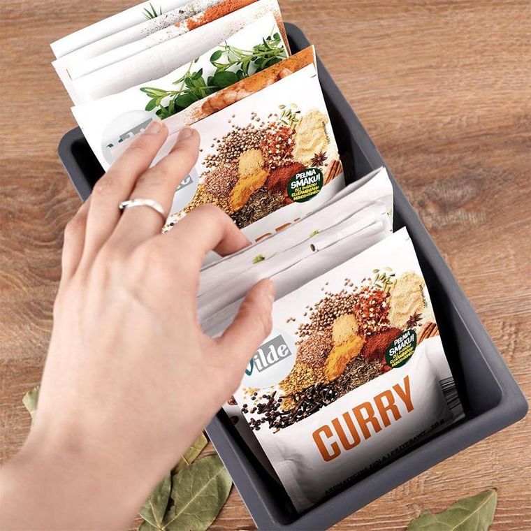 Vilde, organizer na przyprawy w torebkach, szary