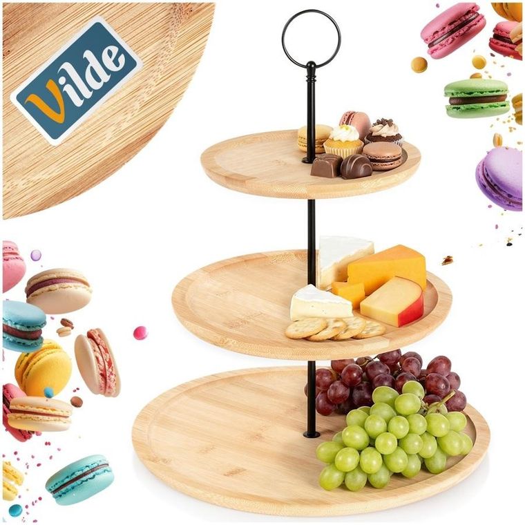 Vilde, patera bambusowa, 3-piętrowa, 34 cm