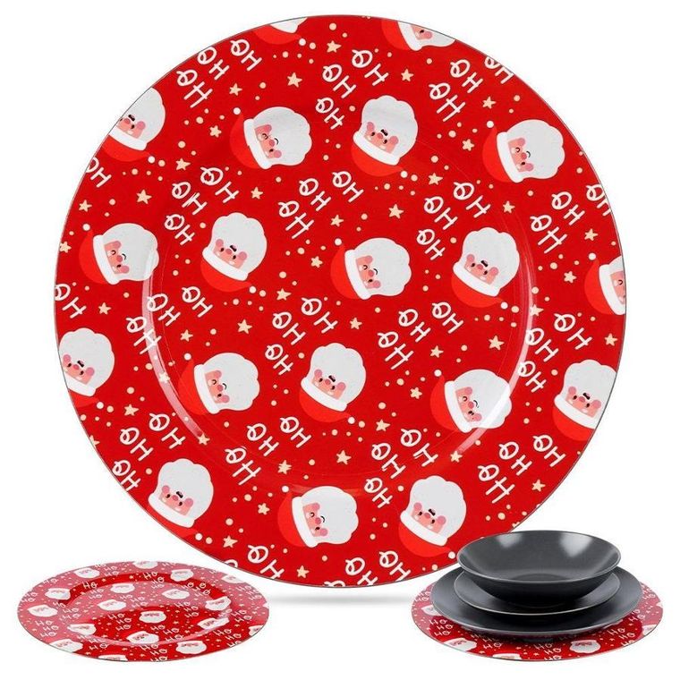 Vilde, podtalerz świąteczny dekoracyjny, czerwony, Mikołaj, 33 cm