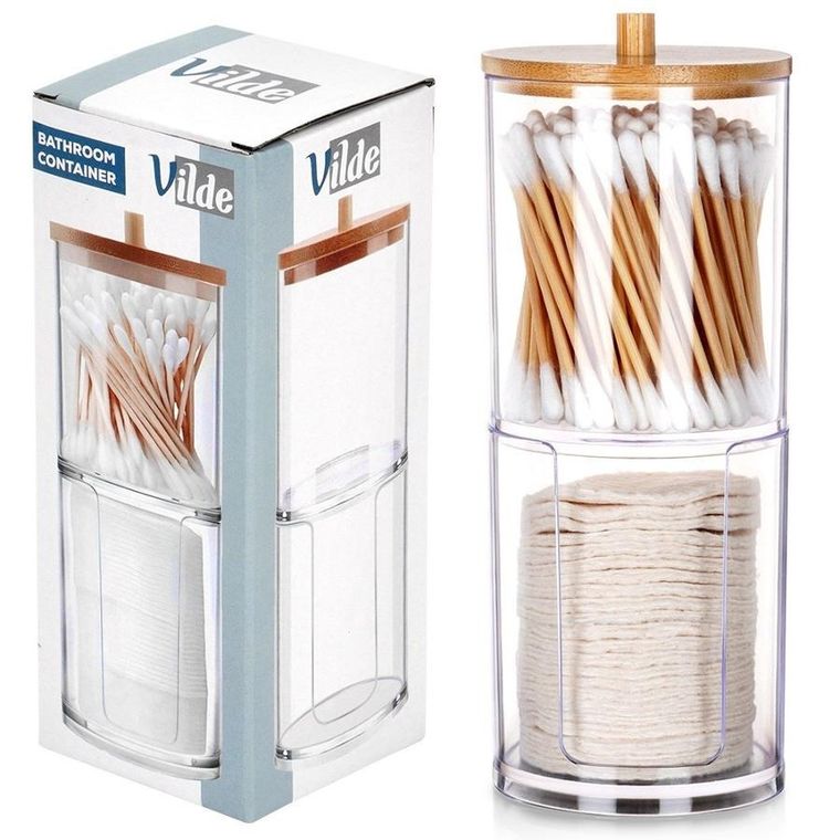 Vilde, pojemnik na patyczki i płatki kosmetyczne, dwupoziomowy