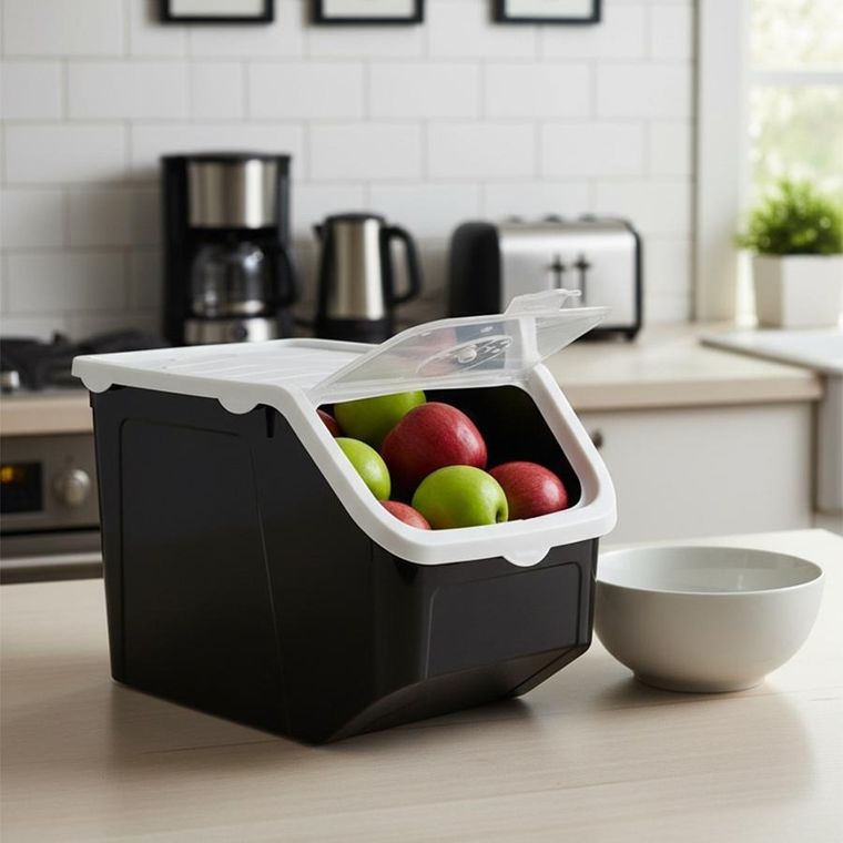 Vilde, pojemnik na warzywa i owoce, z pokrywką, czarny, 12 l