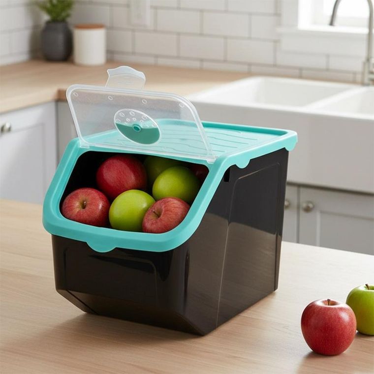 Vilde, pojemnik na warzywa i owoce, z pokrywką, czarny, 12 l