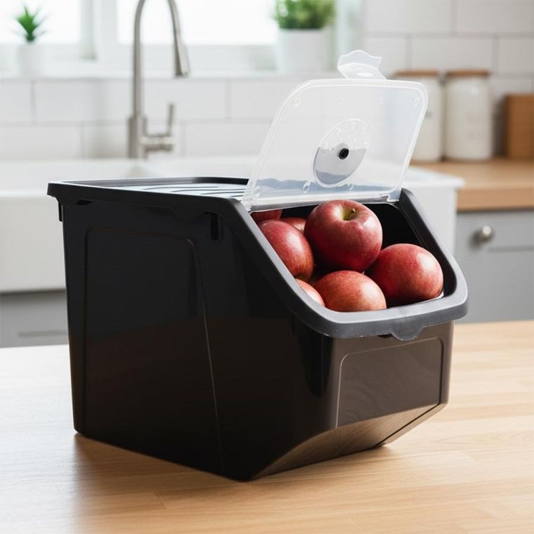 Vilde, pojemnik na warzywa i owoce, z pokrywką, czarny, 12 l