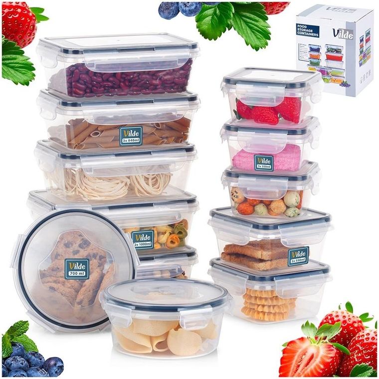 Vilde, pojemniki na żywność z pokrywką i uszczelką, 12 szt.