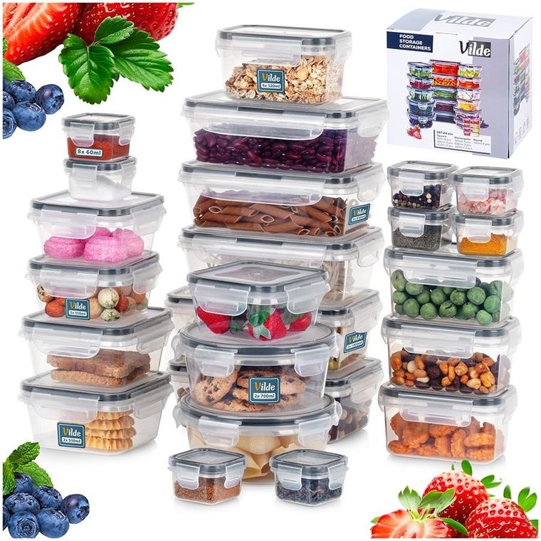 Vilde, pojemniki na żywność z pokrywką i uszczelką, 24 szt.