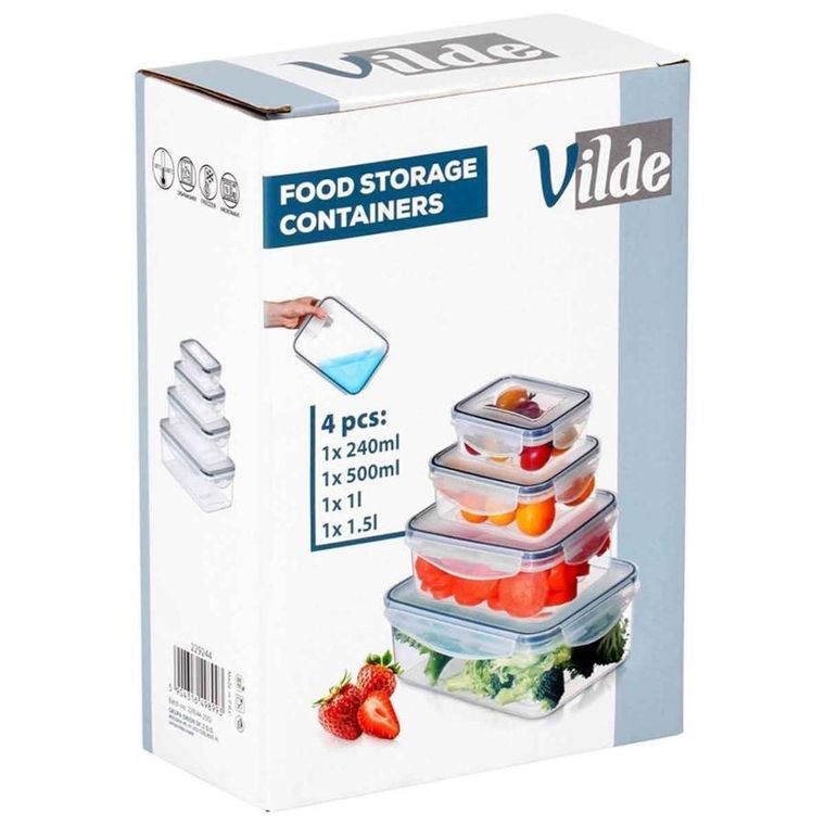 Vilde, pojemniki na żywność z pokrywką i uszczelką, 4 szt.