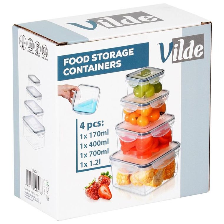 Vilde, pojemniki na żywność z pokrywką i uszczelką, 4 szt.