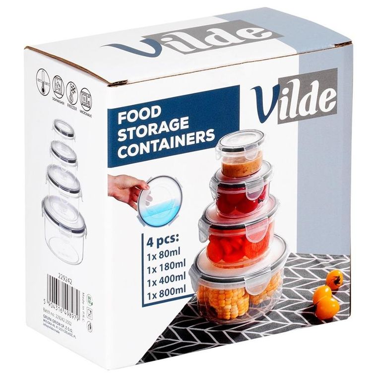 Vilde, pojemniki na żywność z pokrywką i uszczelką, 4 szt.