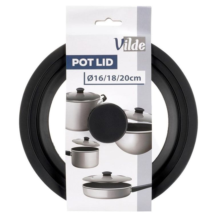 Vilde, pokrywka szklana silikonowa, uniwersalna, 16/18/20 cm