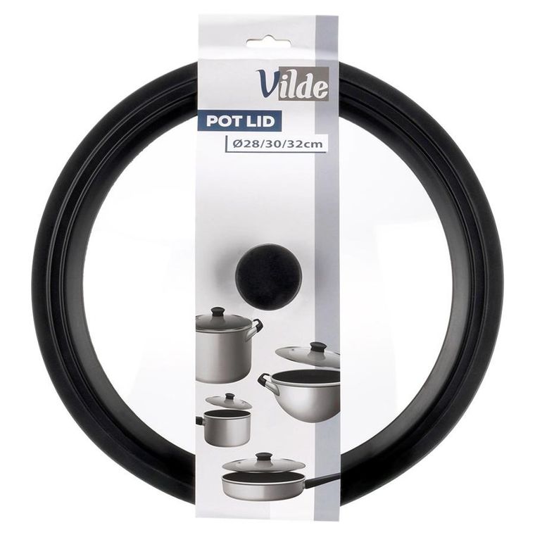 Vilde, pokrywka szklana silikonowa, uniwersalna, 28/30/32 cm