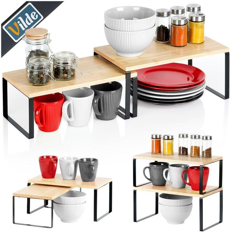 Vilde, półka kuchenna, drewniana, 33,5-19,5-16 cm, 33,5-18,5-13,5 cm, 2 szt.