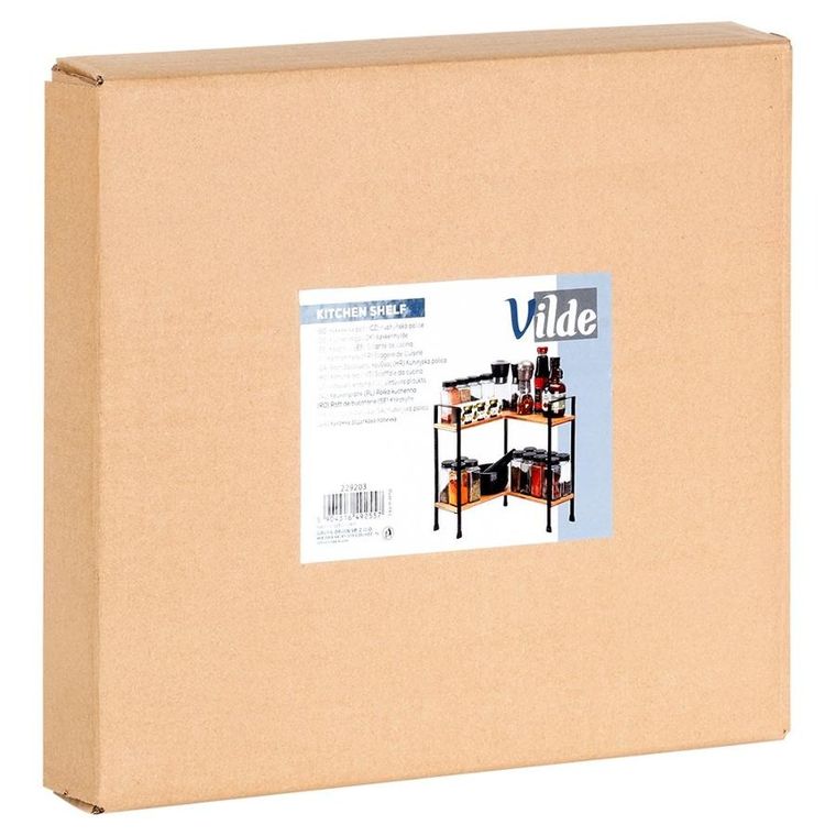 Vilde, półka kuchenna, drewniana, narożna, 2-poziomowa, 29,5-29,5-33,5 cm