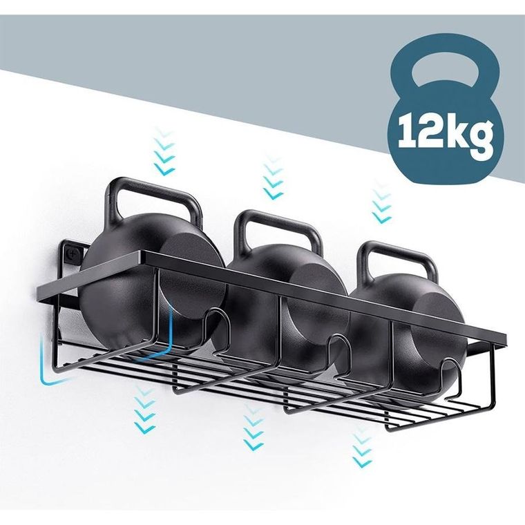 Vilde, półka pod prysznic, metalowa czarna, 4 szt.